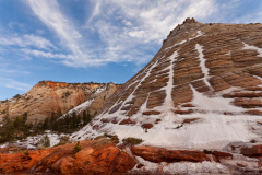 Snow on Checkerboard Mesa, Zion National Park
