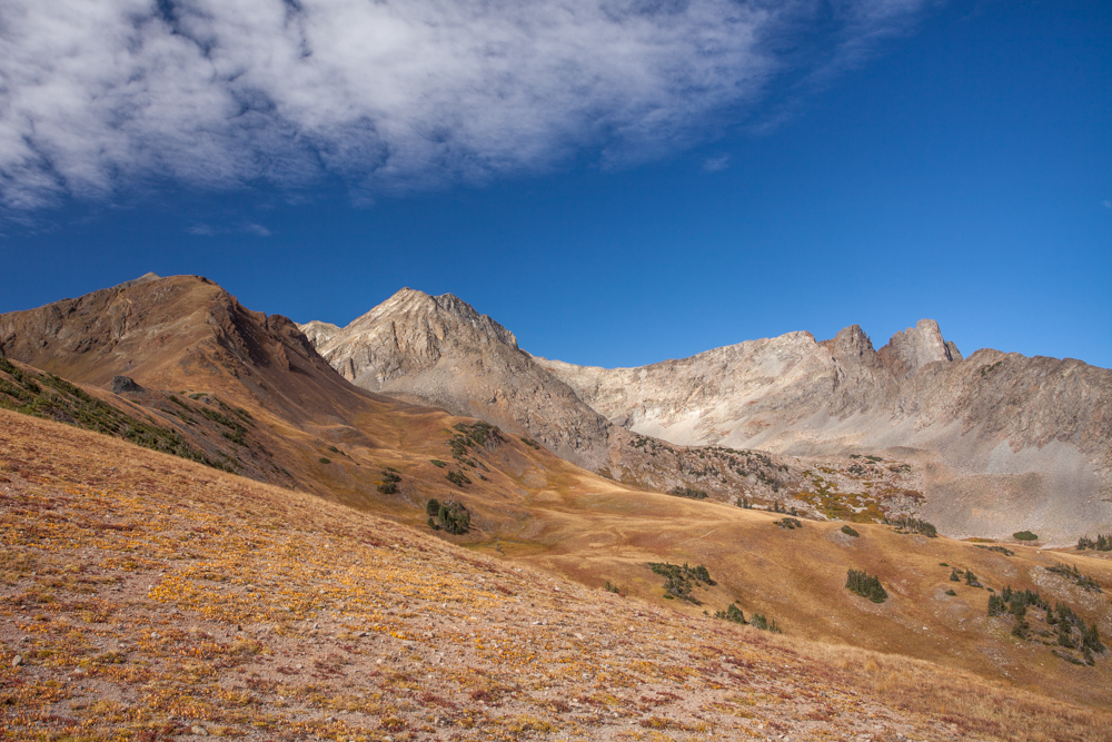 Nokhu Crags and Static Peak, Colorado fall color tundra mountains